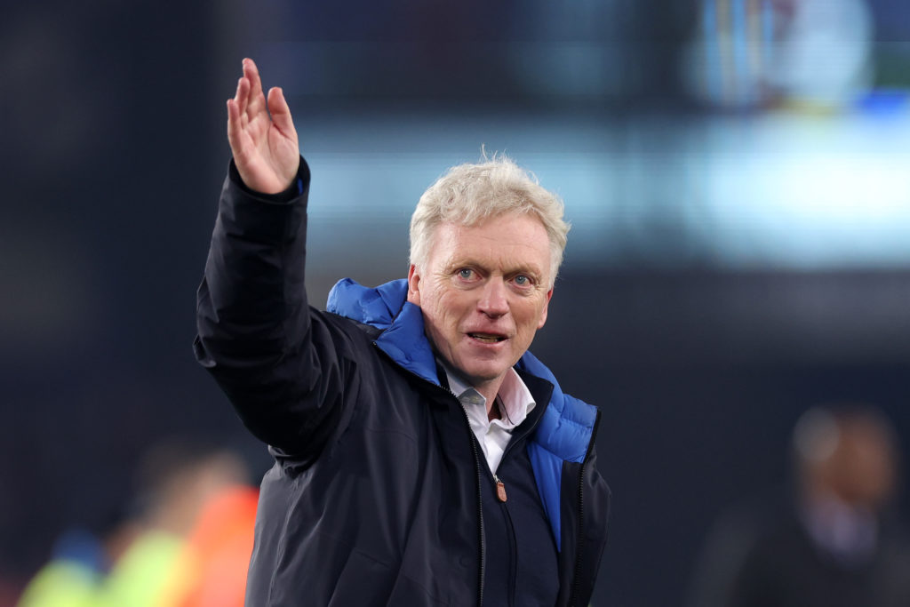 Everton manager David Moyes waves at the fans.