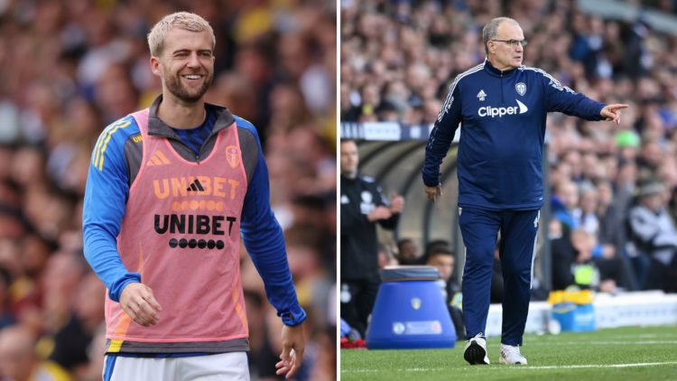 A split image of Patrick Bamford of Leeds United during the Sky Bet Championship match between Leeds United and Portsmouth. Marcelo Bielsa, Manager...