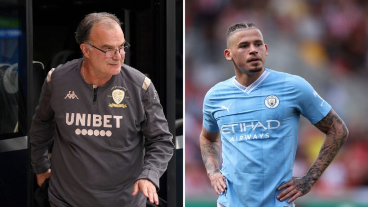 A split image of Marcelo Bielsa, Manager of Leeds United arrives at the stadium prior to the Sky Bet Championship match between Leeds United and Ba...