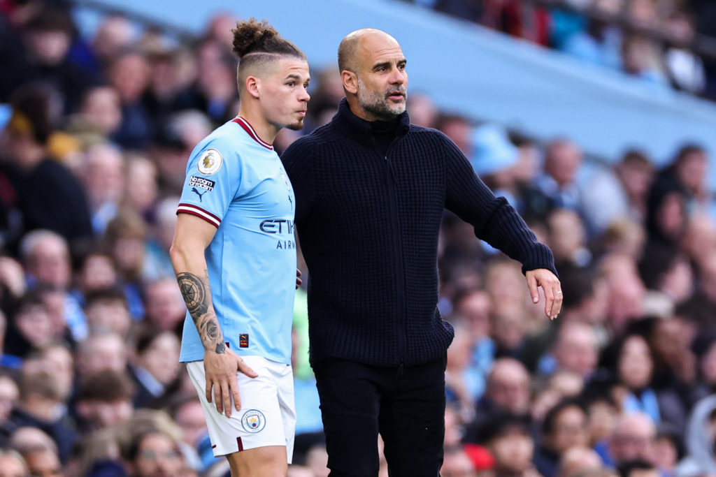 Pep Guardiola and Kalvin Phillips.