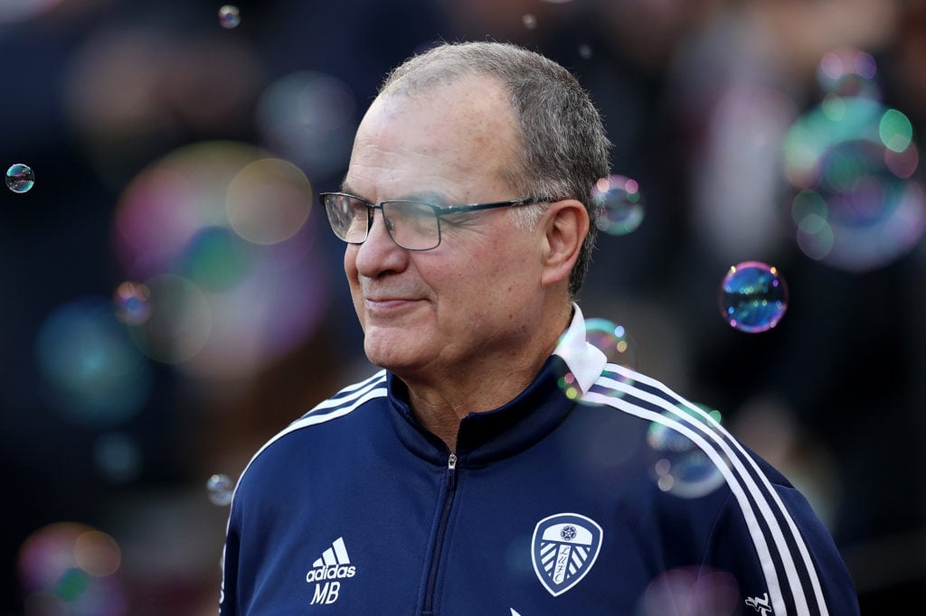 Marcelo Bielsa during a game between Leeds and West Ham.