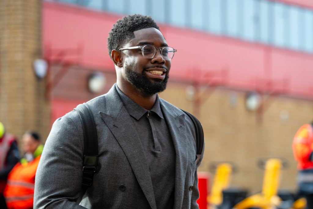Micah Richards attends the Manchester derby.