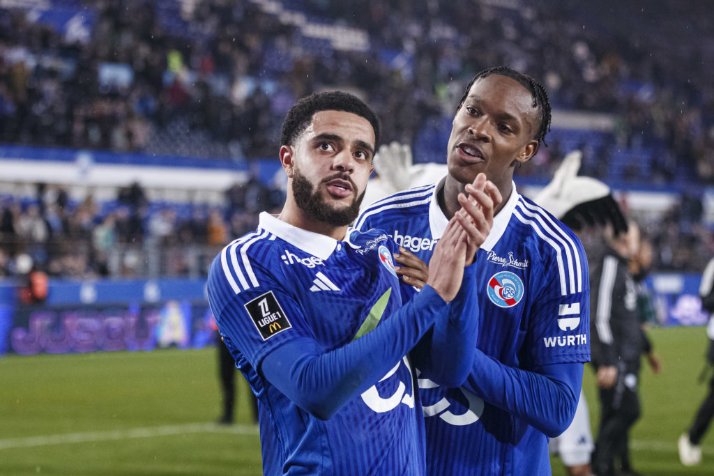 RC Strasbourg defender Andrew Omobamidele after a game against Lille.