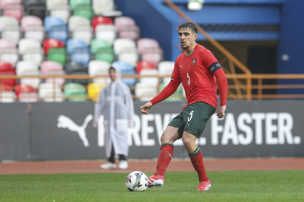 Diogo Monteiro in action for Portugal's youth sides.