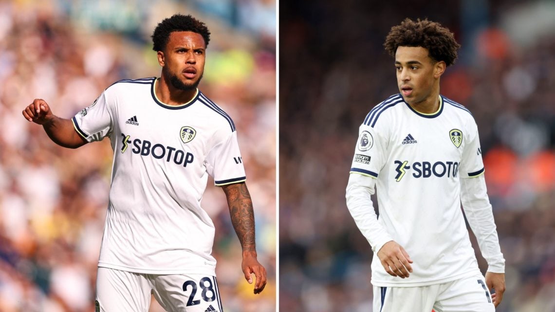 A split image of Weston McKennie of Leeds United during the Premier League match between Leeds United and Tottenham Hotspur at Elland Road. Tyler A...