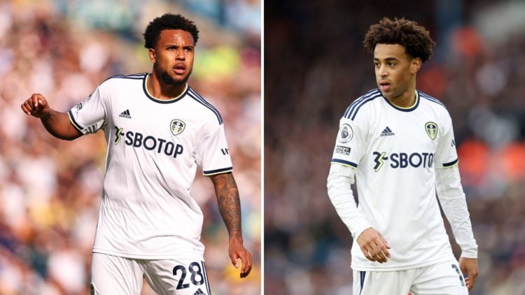 A split image of Weston McKennie of Leeds United during the Premier League match between Leeds United and Tottenham Hotspur at Elland Road. Tyler A...