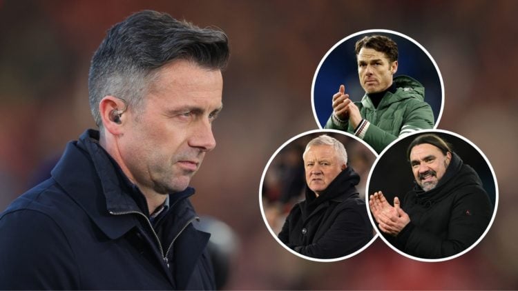 Pundit David Prutton during the Sky Bet Championship between Sheffield United and West Bromwich Albion. Inset, Daniel Farke, Scott Parker, and Chri...