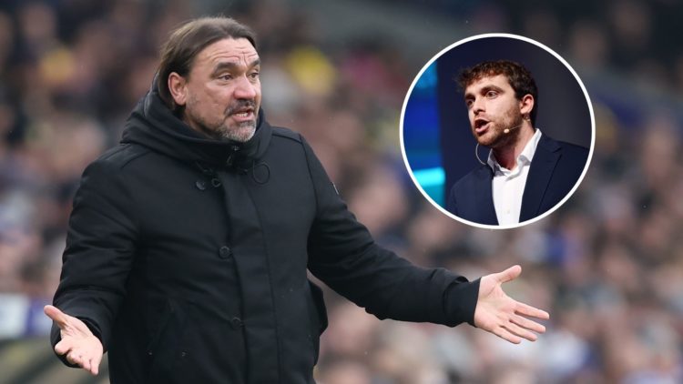 Daniel Farke, Manager of Leeds United, reacts during the Emirates FA Cup Fourth Round match between Leeds United and Millwall. Inset Fabrizio Roman...