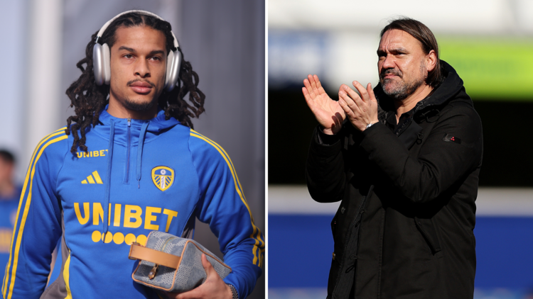 Split of Isaac Schmidt and Daniel Farke in Leeds United action.