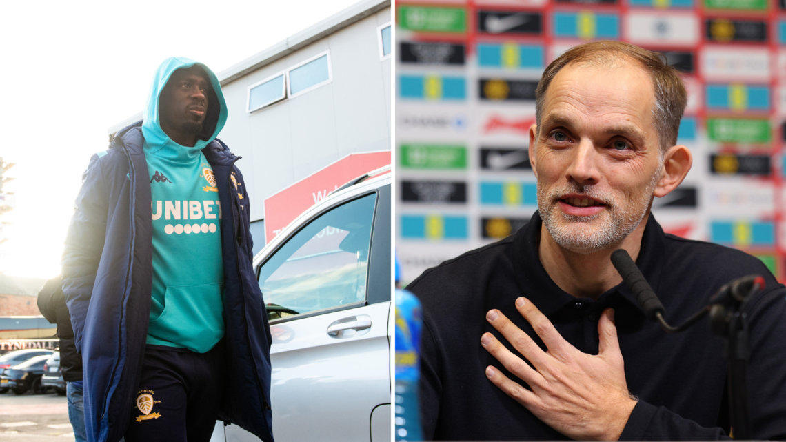 Split of Jean-Kevin Augustin during his time at Leeds and new England manager Thomas Tuchel.