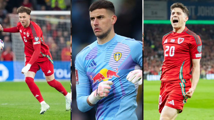 Split of Dan James and Joe Rodon in action for Wales in win vs Kazakhstan, and Karl Darlow for Leeds.