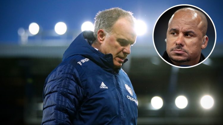 Leeds manager Marcelo Bielsa during the Premier League match between Everton and Leeds United at Goodison Park on February 12, 2022. Inset, Amazon ...
