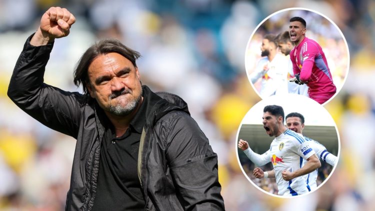 Main image, Leeds United manager Daniel Farke celebrates after the Sky Bet Championship match between Leeds United FC and Preston North End FC at E...