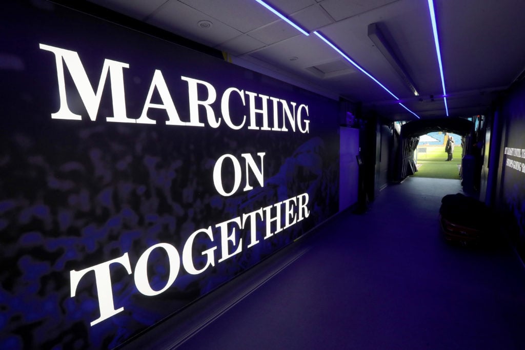 The Marching On Together sign in the Leeds tunnel.