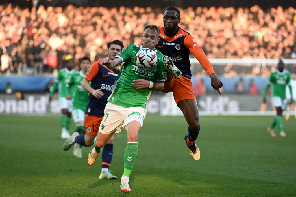 Modibo Sagnan in action for Montpellier against St. Etienne.