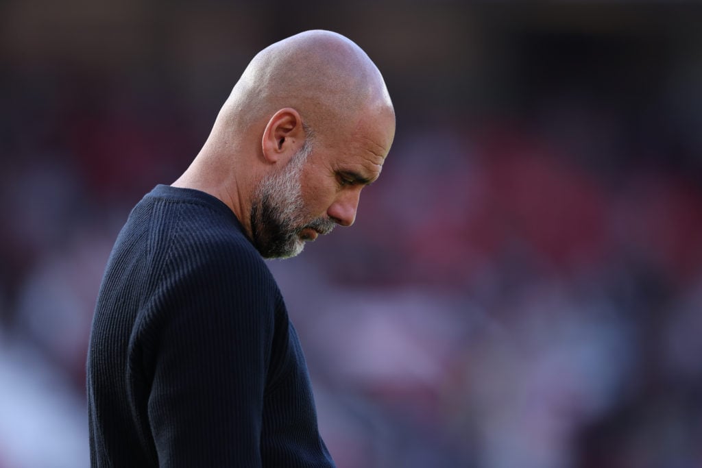 Pep Guardiola during a Man City game.