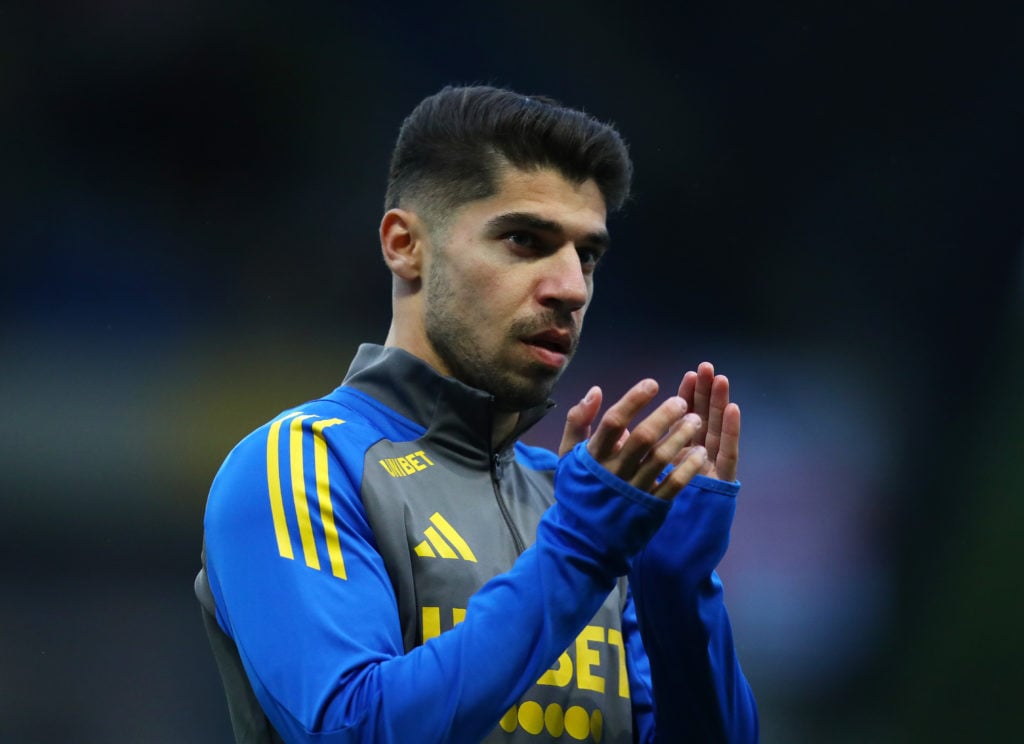 Manor Solomon applauds the Leeds United fans after a 1-0 win over Oxford United.