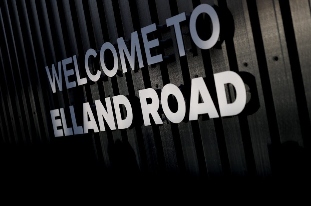 The Welcome to Elland Road sign at Elland Road.