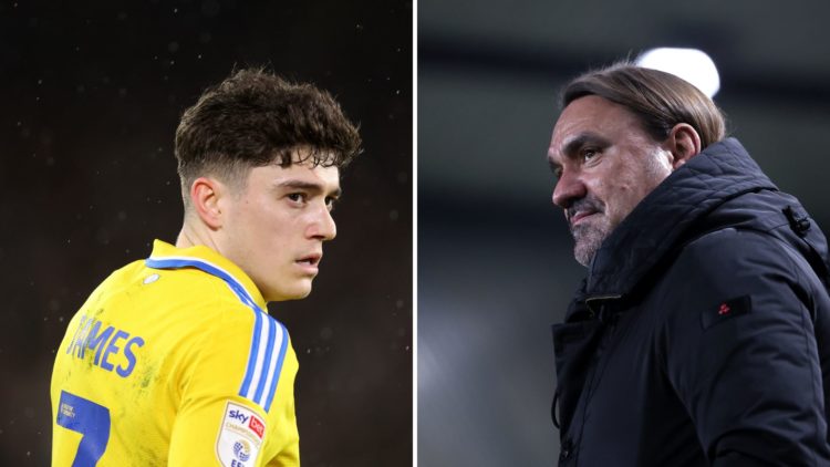 A split image of Daniel James of Leeds United looks on during the Sky Bet Championship match between Sheffield United FC and Leeds United. Daniel F...