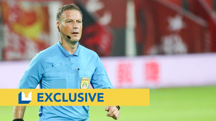 Referee Mark Clattenburg in action during the 2019 Chinese Football Association (CFA) Cup quarter-final match between Guangzhou Evergrande and Shan...