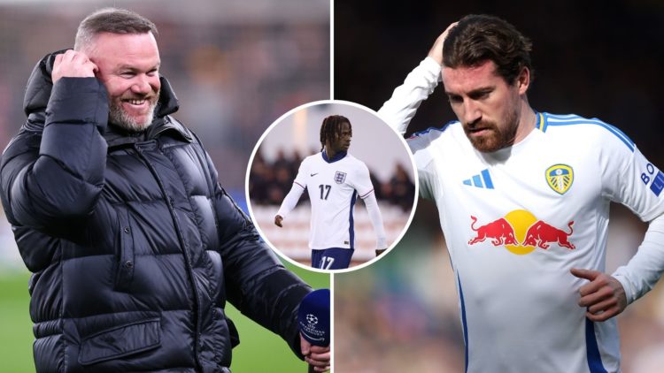 Left image, Wayne Rooney working as a TV pundit for Amazon Prime during the UEFA Champions League 2024/25 UEFA Champions League 2024/25 Round of 16...