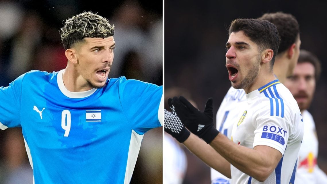 Left image, Dor Turgeman of Israel gestures during the Men's Football - Group D match between Mali and Israel on Day -2 of the Olympic Games Paris ...