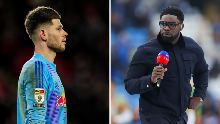 Split of Micah Richards on Sky Sports punditry duty and Leeds United goalkeeper Illan Meslier.