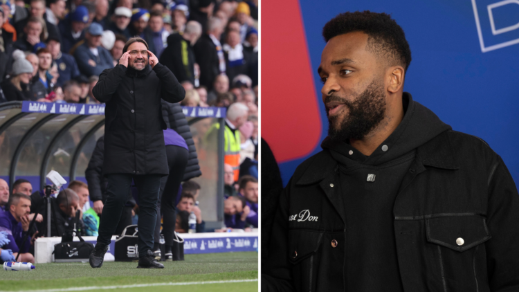 Split of Darren Bent and Leeds United manager Daniel Farke.