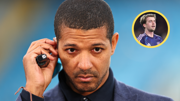 Image of Jermaine Beckford working as a pundit and an insert of Leeds United striker Patrick Bamford.