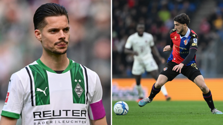 Split Image of Gladbach captain Julian Weigl who is a target for Leeds, and Basel talent Leon Avdullahu.