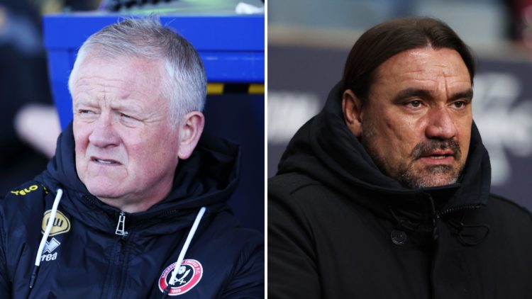 A split image of Chris Wilder, Manager of Sheffield United, looking on during the Sky Bet Championship match between Oxford United FC and Sheffield...