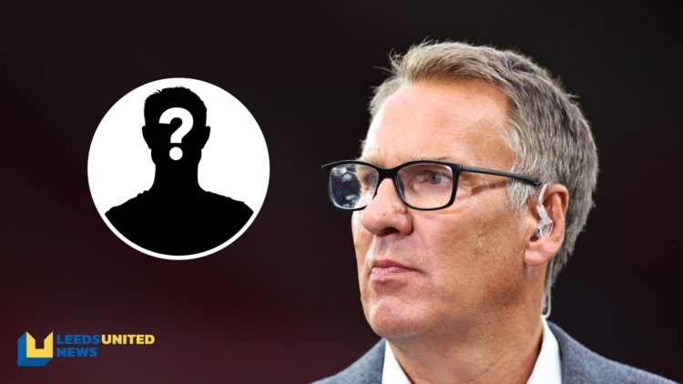 Sky Sports pundit Paul Merson looks on. Inset a picture of a mystery player.