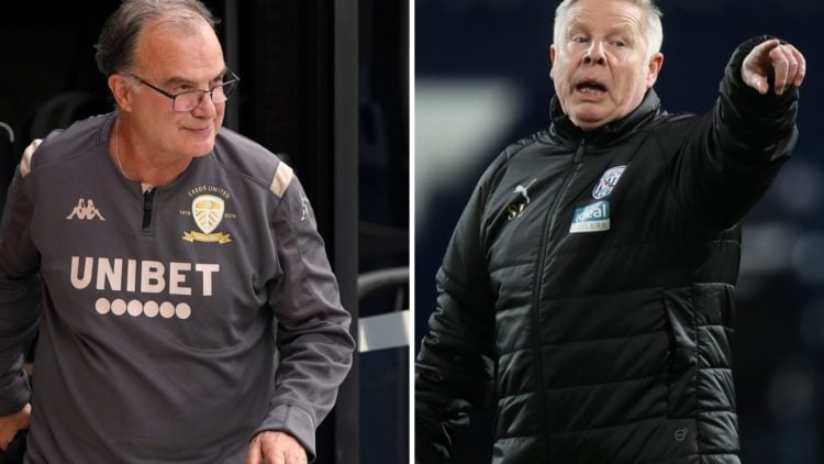Split image showing Marcelo Bielsa at Leeds United and Sammy Lee at West Brom