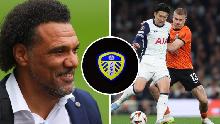 Split image showing former striker Don Goodman, Frankfurt's Rasmus Kristensen and a Leeds United badge