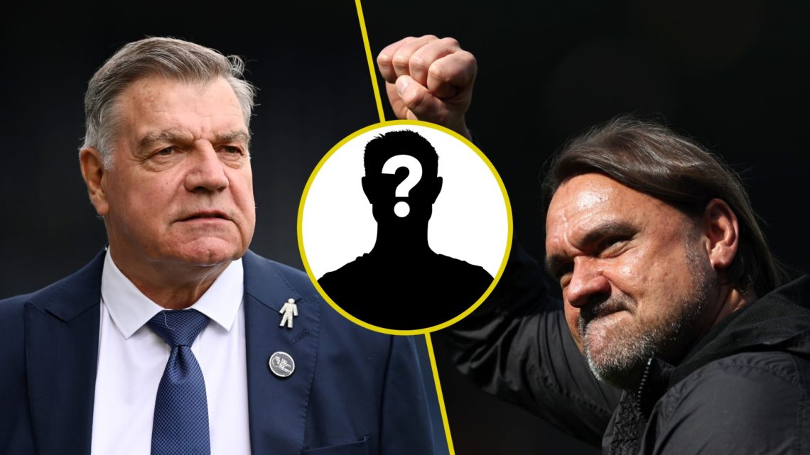 Split image of Sam Allardyce as Leeds United manager in 2023, inset, LUN Mystery Player icon. Daniel Farke, Leeds United manager.