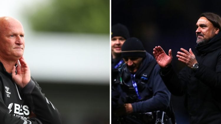 Simon Grayson while manager of Fleetwood and Daniel Farke celebrating a Leeds win.