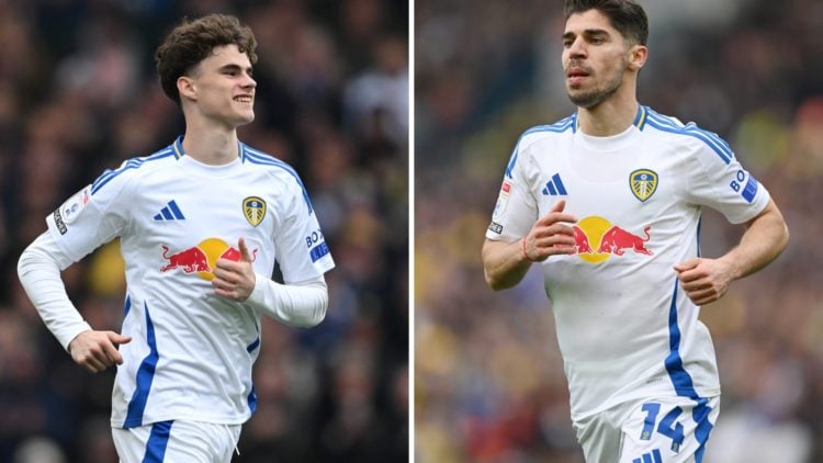 Harry Gray makes his Leeds United debut with Manor Solomon in action for The Whites.