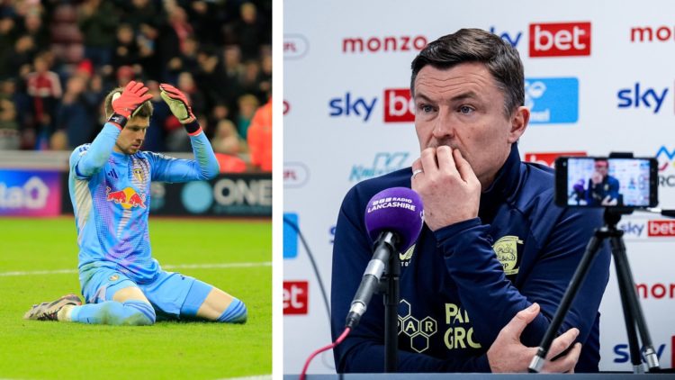 Split image of Leeds United keeper Illan Meslier and Preston North End head coach Paul Heckingbottom.
