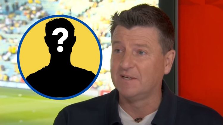 Former Leeds striker Michael Bridges speaks on Sky Sports. Inset: Mystery figure.