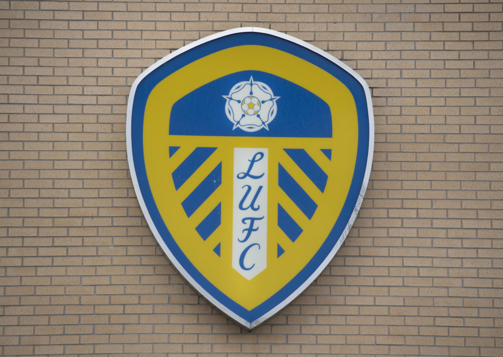 The official Leeds United badge as seen on the outside of Elland Road.