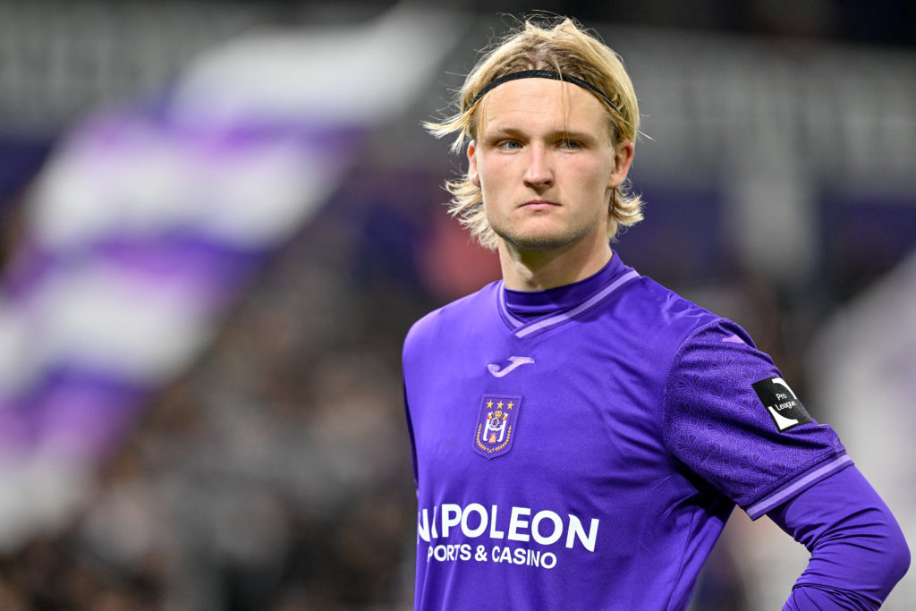Kasper Dolberg in action for Anderlecht.