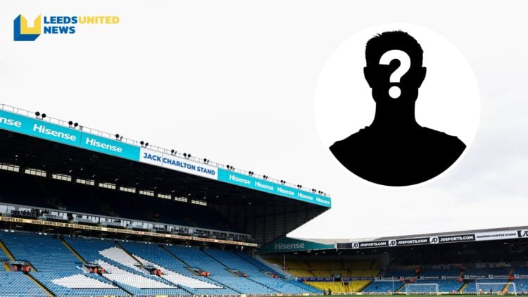 A general view of Leeds United's Elland Road stadium before a game. Inset a picture of a mystery player.
