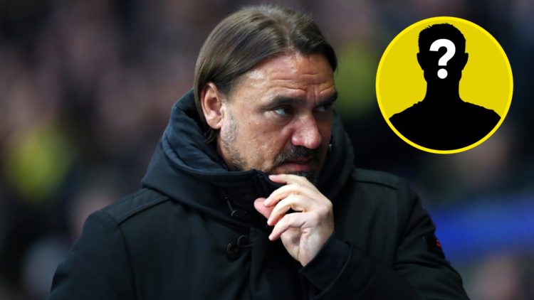 Leeds United manager Daniel Farke in 2025 and an inset of LUN's Mystery player icon.