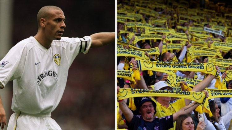 Rio Ferdinand during his playing spell at Leeds United and the club's fans in a recent league game.