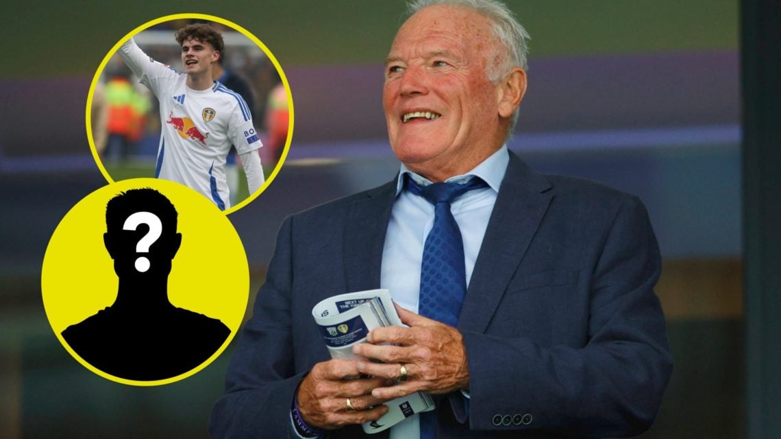Former Leeds United player Eddie Gray. Inset, Harry Gray after his Leeds United debut. Inset, LUN Mystery player icon.