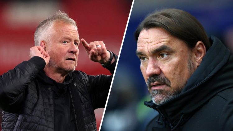 Split image of Chris Wilder, Sheffield United manager and Leeds United manager Daniel Farke.