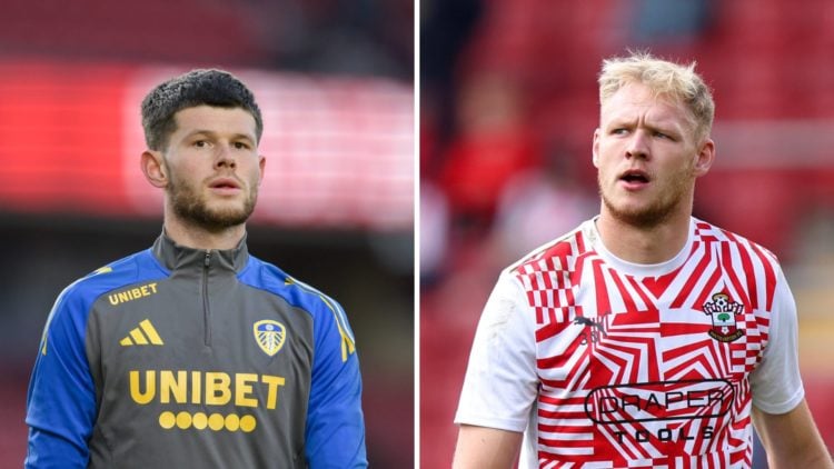Illan Meslier ahead of a Leeds match and Aaron Ramsdale warming up for Southampton.