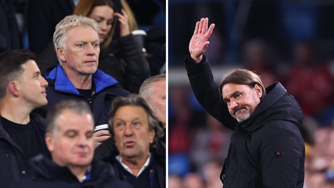 David Moyes watches a match away from the dugout and Daniel Farke waving to Leeds fans.