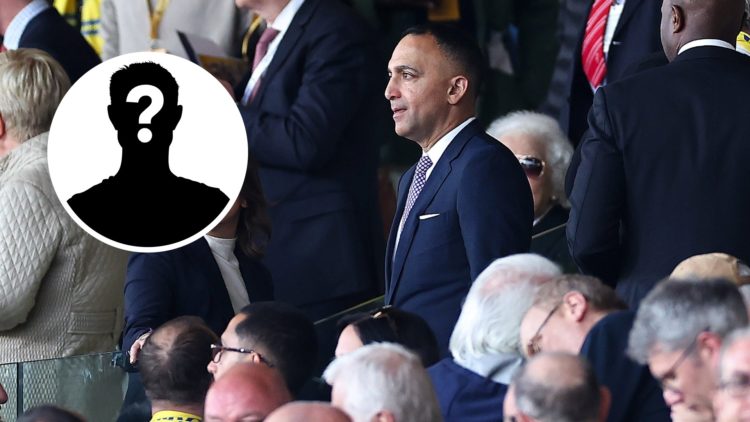 Leeds United chairman Paraag Marathe of 49ers Enterprises with mystery player inset