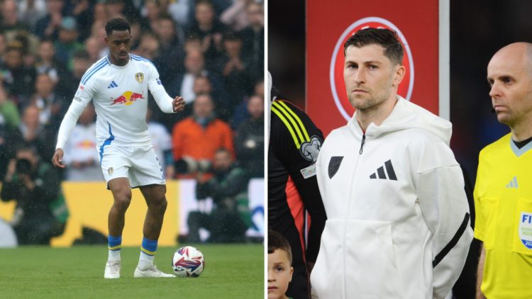 Junior Firpo in action for Leeds as Ben Davies prepares to play for Wales.